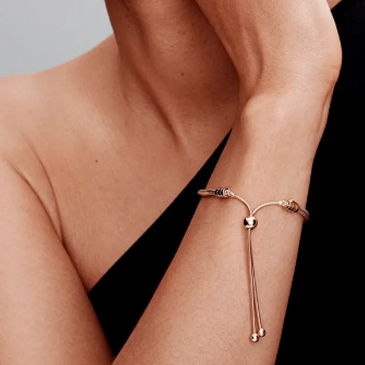 Pandora 14K Gold Plated, Copper Silver, Alloy, Synthetic Cubic Zirconia Bracelets Women's Gold-2