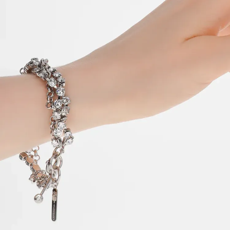 JUSTINE CLENQUET Palladium Plated Brass With Crystal Bracelets Unisex Silver-1