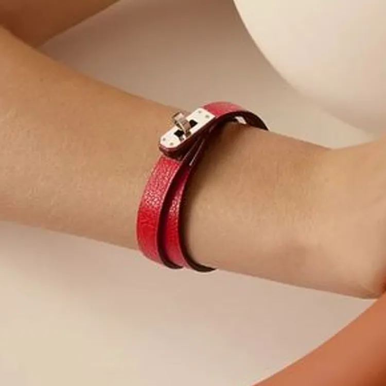HERMES Goatskin Bangles Women's Red-1