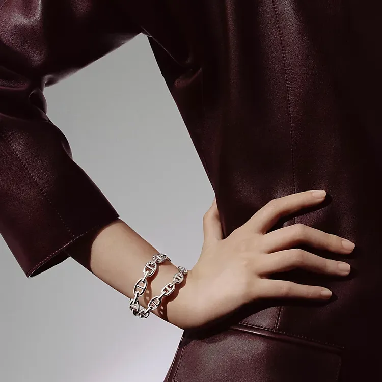 HERMES 925 Sterling Silver Bracelets Unisex Silver-2