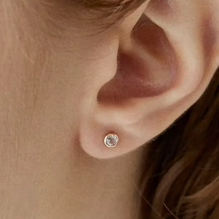 Canal 4℃ 10K Gold Stud Earrings Unisex Gold-2