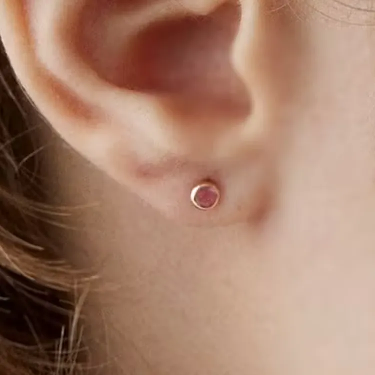 Canal 4℃ 10K Gold Stud Earrings Unisex Pink-2