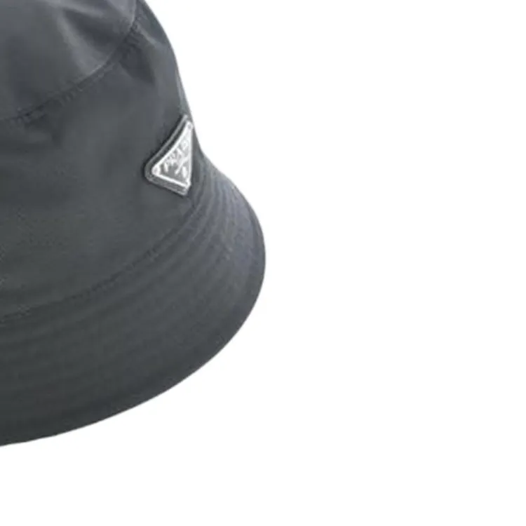 PRADA Nylon, Cotton, Cow Leather Bucket Hats Men's Black-2