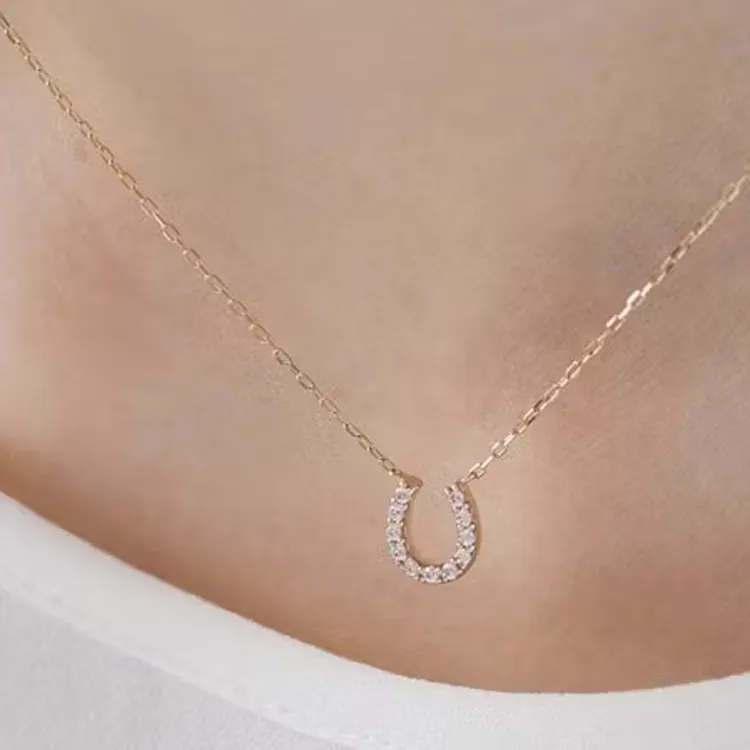 4℃ Gemstone, Cubic Zirconia 10K Gold Necklaces Unisex Gold-1