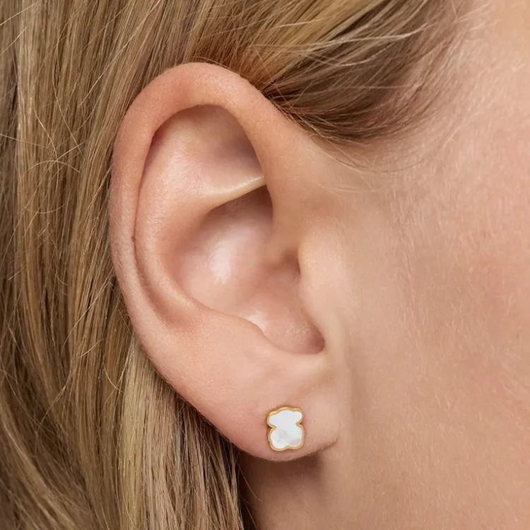 TAOSIXIONG 14K Gold Case Stud Earrings Women's Gold-2