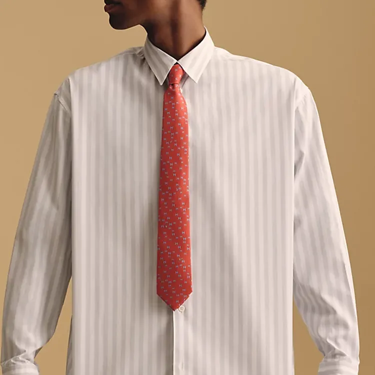 HERMES Mulberry Silk Ties Men's Red-2