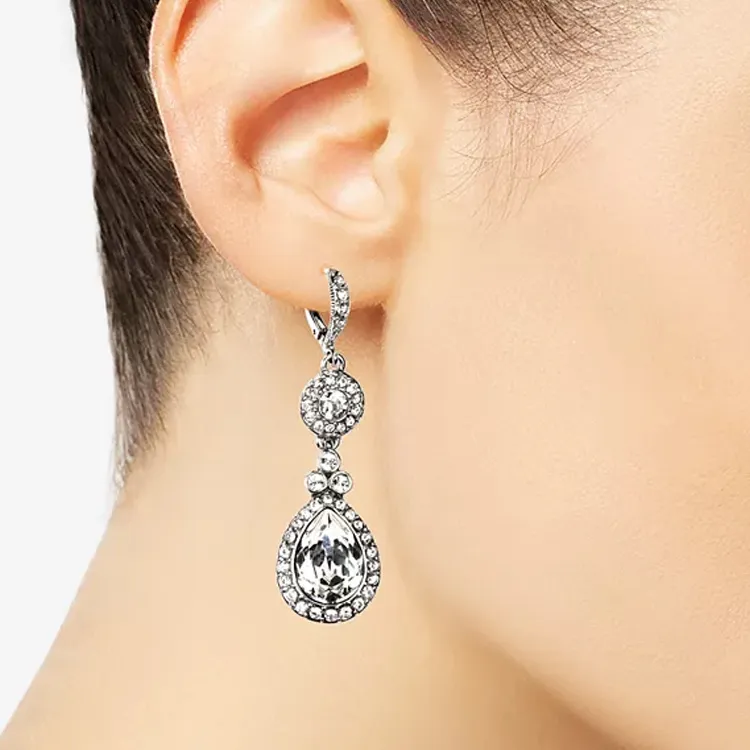 Givenchy 2000s Crystal embellished Dangle Earrings-2