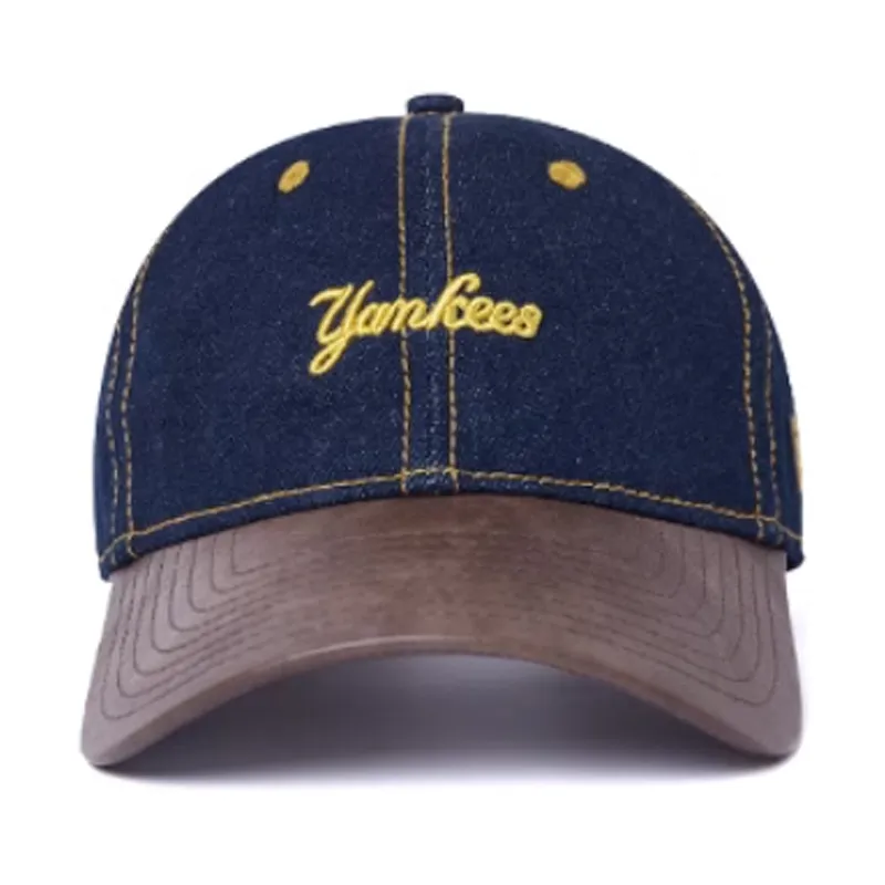 New Era Leather Baseball Caps Unisex Blue/Brown-1