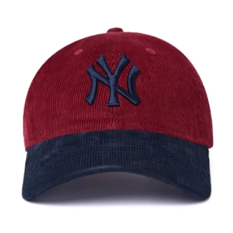 New Era Corduroy Baseball Caps Unisex Burgundy/Navy Blue-1