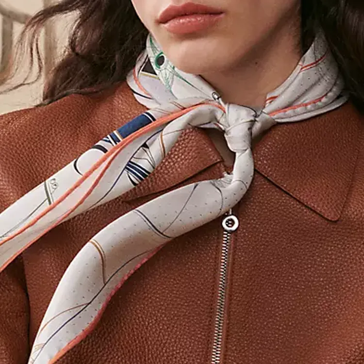HERMES Silk Silk Scarves Women's Silver-1