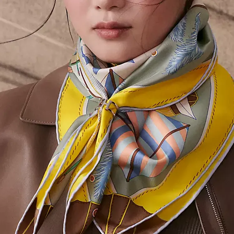 HERMES Silk Scarves Women's Yellow-1