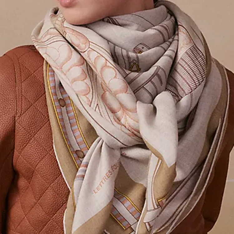 HERMES Cashmere, Mulberry Silk Shawls Women's-2