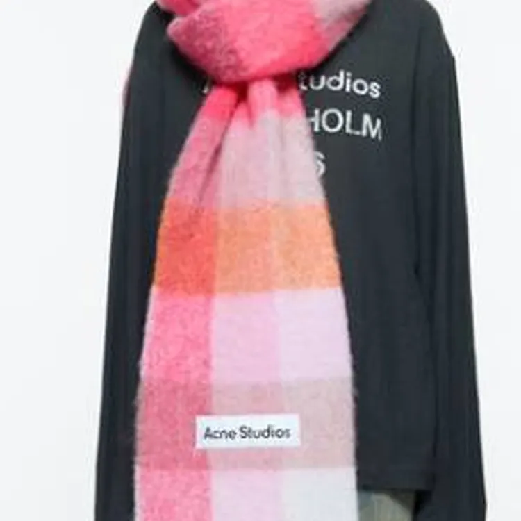 Acne Studios Logo Patch Checked Scarf-3