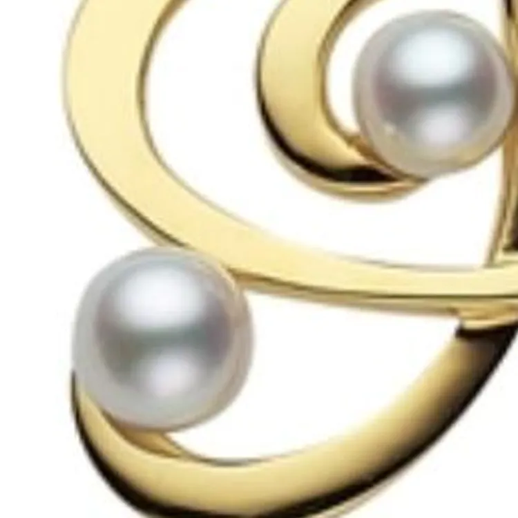 MIKIMOTO Pearl Diamond Brooches Unisex Gold-1