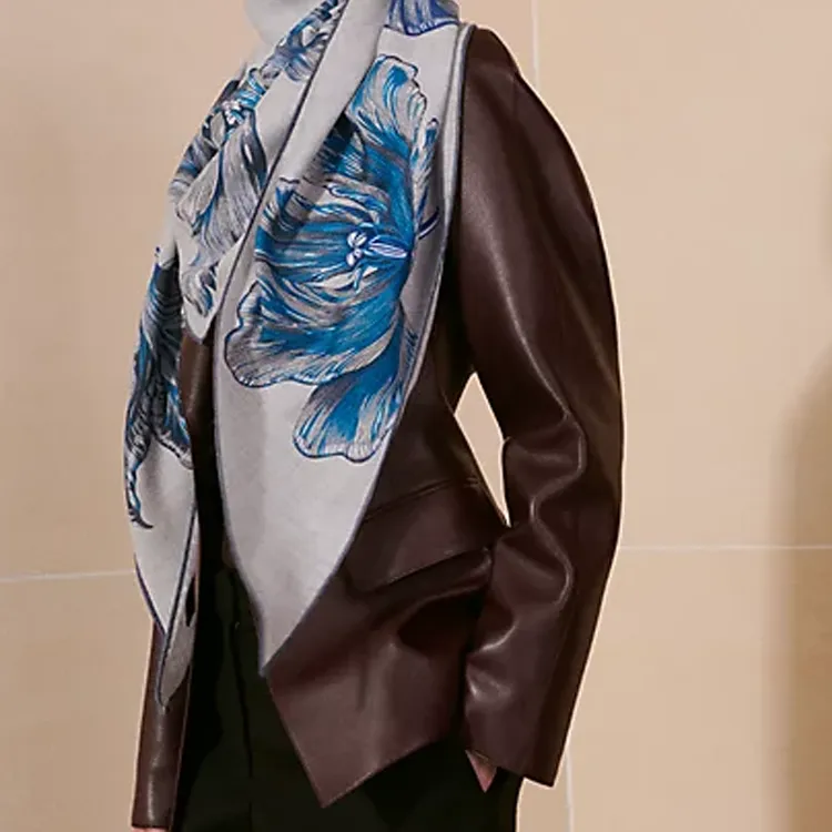 HERMES Mulberry Silk, Cashmere Knit Scarves Women's Mixed Gray-1