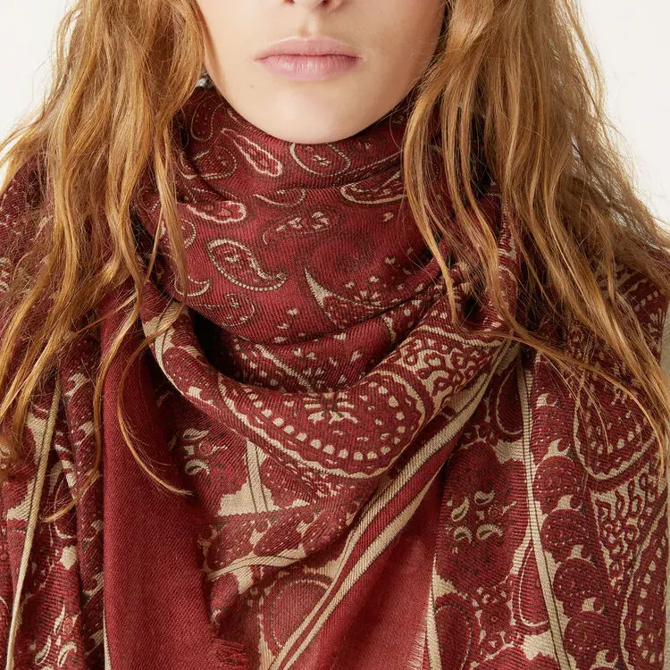 Loro Piana Mulberry Silk Cashmere Shawls Women's Red Raspberry-1