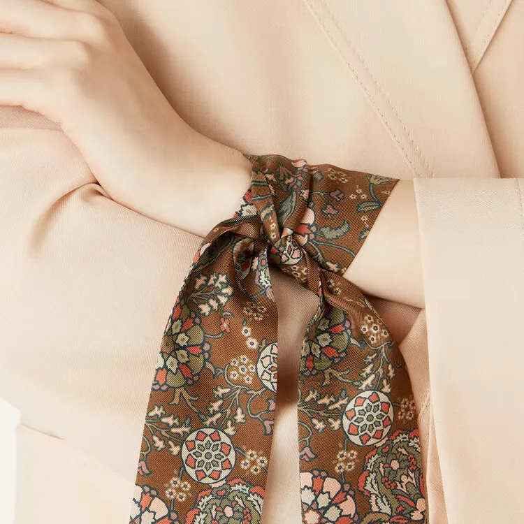 Loro Piana Mulberry Silk Silk Scarves Women's Tobacco Brown/Red Ochre-1