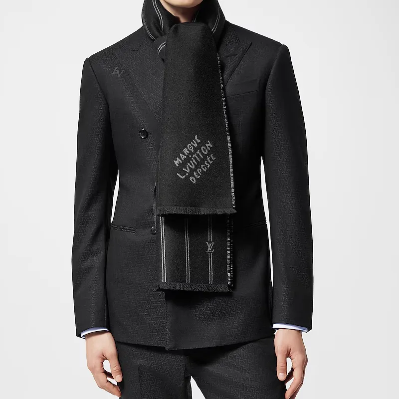 LOUIS VUITTON Knit Scarves Men's Black-4