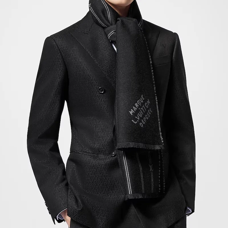 LOUIS VUITTON Knit Scarves Men's Black-3
