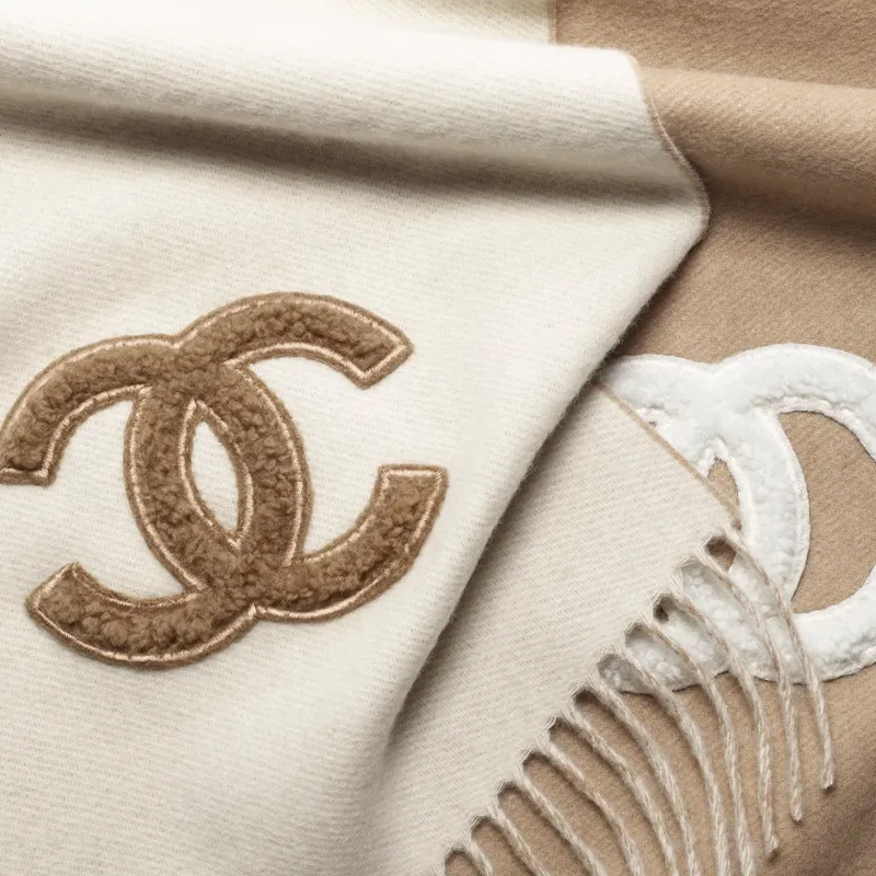 CHANEL Knit Scarves Women's Beige/Ivory-2
