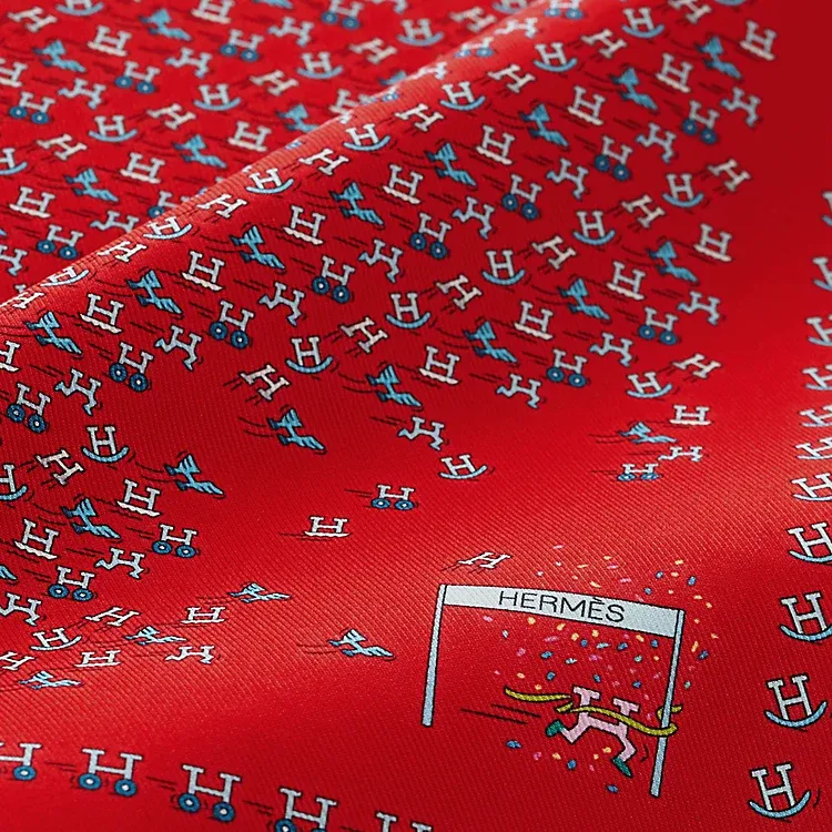 HERMES Vintage Silk Silk Scarves Men's Red-1
