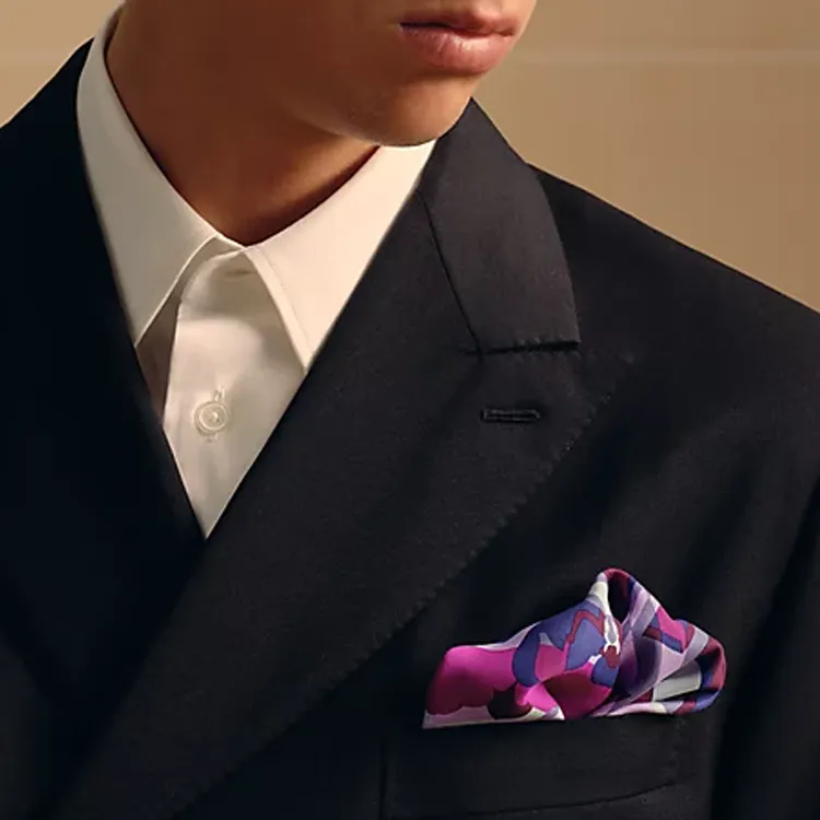 HERMES Vintage Silk Silk Scarves Men's Purple-1