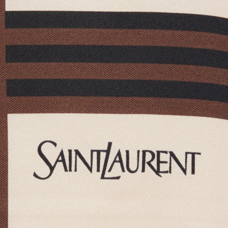 SAINT LAURENT Mulberry Silk Scarves Women's Beige-2