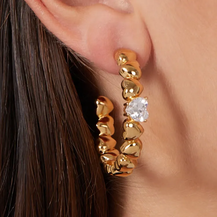 CHIARA FERRAGNI Rhodium Plated, Zircon Earrings Women's Gold-1