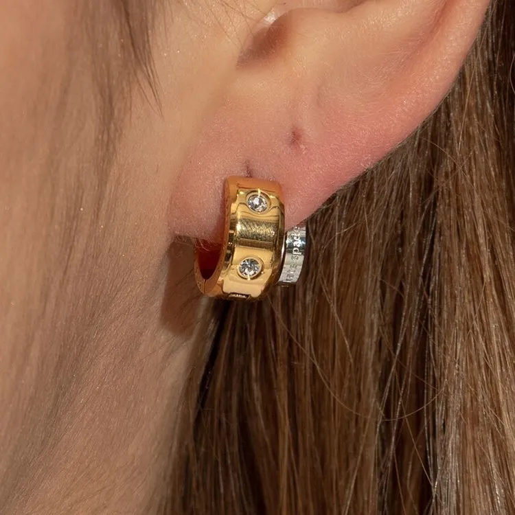 Kate Spade Set In Stone Double Huggies Hoop Earrings-3