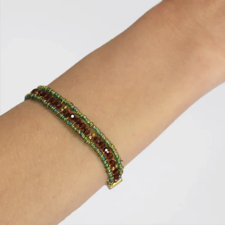 ANARTXY Surgical Steel Crystal Stone Pearl Red Iron Oxide Bracelets Women's Green/brown/pink-1