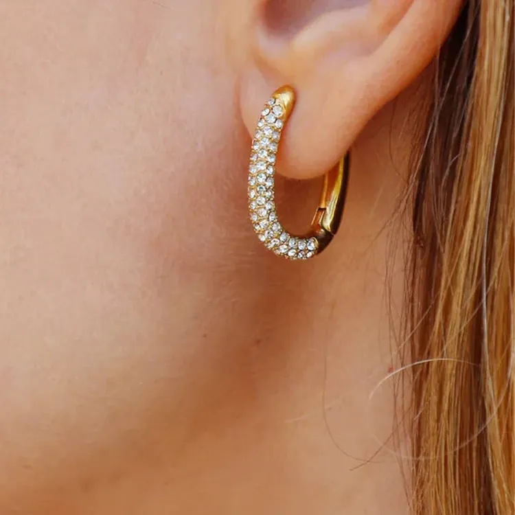 ANARTXY Surgical Steel Zircon Earrings Women's White/Black-2