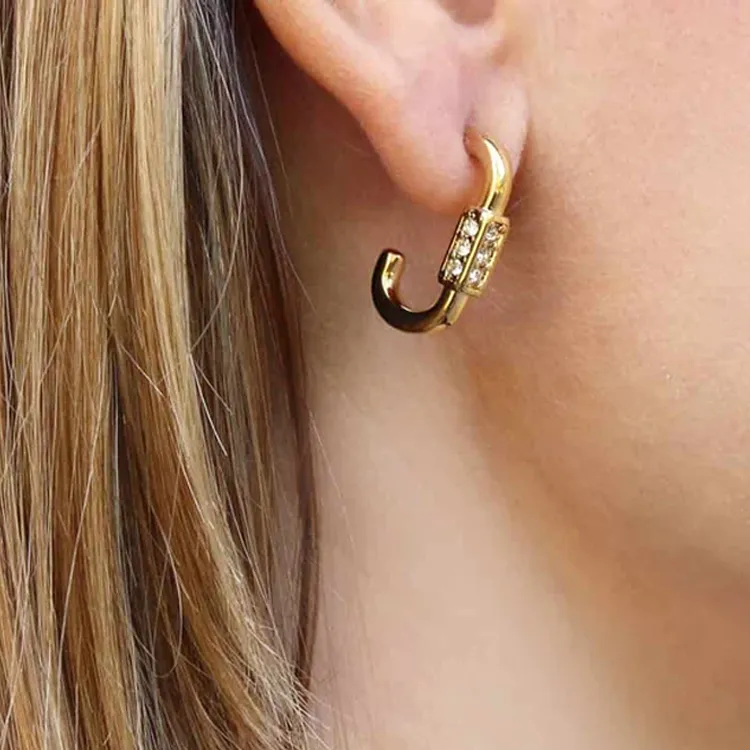ANARTXY Surgical Steel Zircon Earrings Women's Gold/Silver-2