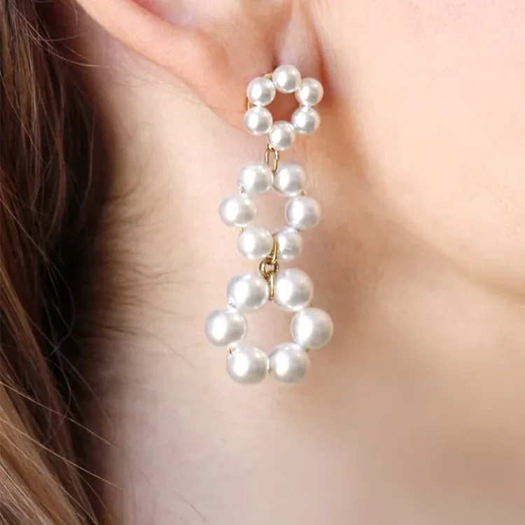 ANARTXY Surgical Steel Pearl Earrings Women's Gold-1