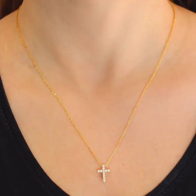 ANARTXY Surgical Steel Zircon Necklaces Women's Silver/Gold-2