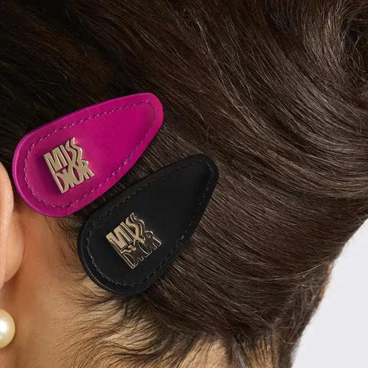 DIOR Cow Leather, Metal, Stainless Steel, Zinc Alloy Hair Clips Women's Pink-3