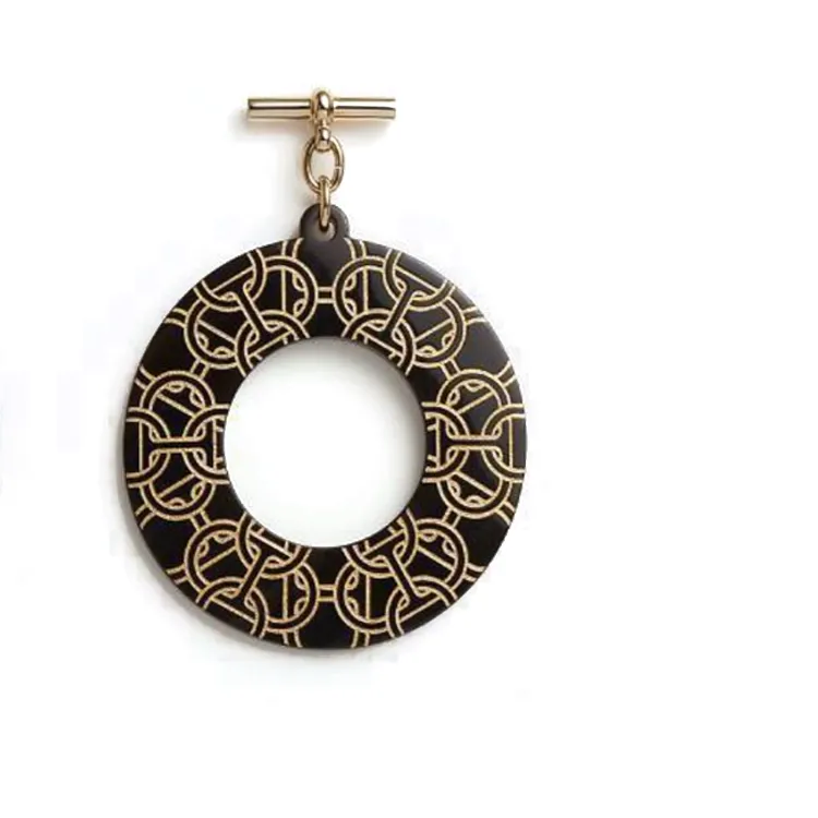 HERMES Buffalo Horn Earrings Women's Brown-1