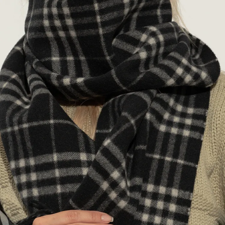 Burberry Cashmere Knit Scarves Unisex Black-2
