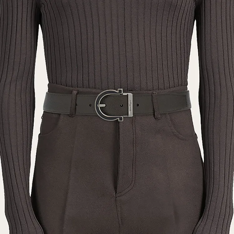 FERRAGAMO Cow Leather Belts Men's Brown Width 3.2cm-2