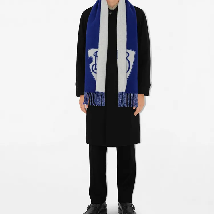 Burberry Wool Knit Scarves Unisex Blue-2
