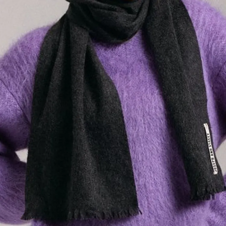 JOSEPH&STACEY Cashmere Knit Scarves Unisex Charcoal Gray-2