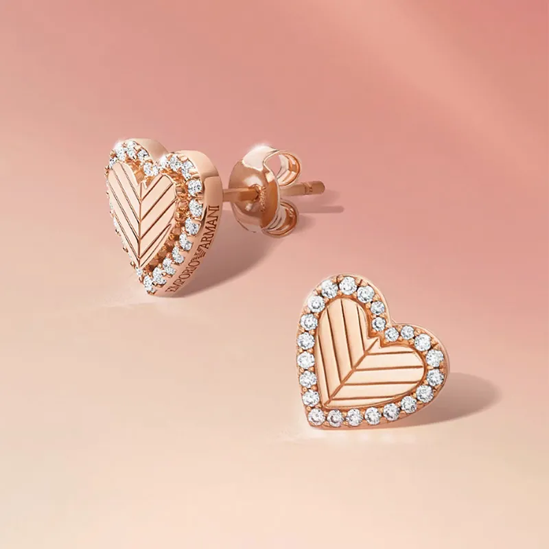 EMPORIO ARMANI Rose Gold Tone Sterling Silver Stud Earrings-3