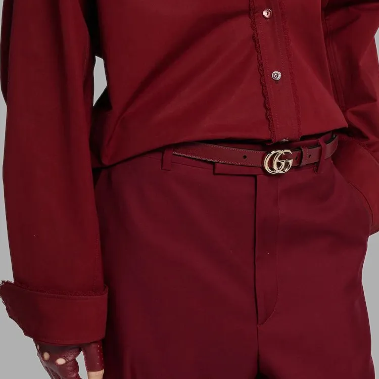 GUCCI Leather Belts Women's Red Width 2CM-2