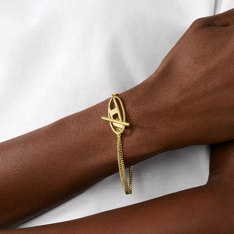 DIESEL Stainless Steel Bracelets Unisex Gold-2
