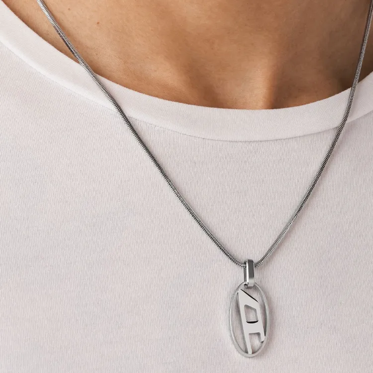 DIESEL Logo pendant Necklace-3