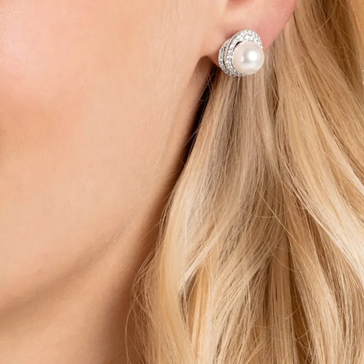 Swarovski Crystal Stud Earrings Women's White-3