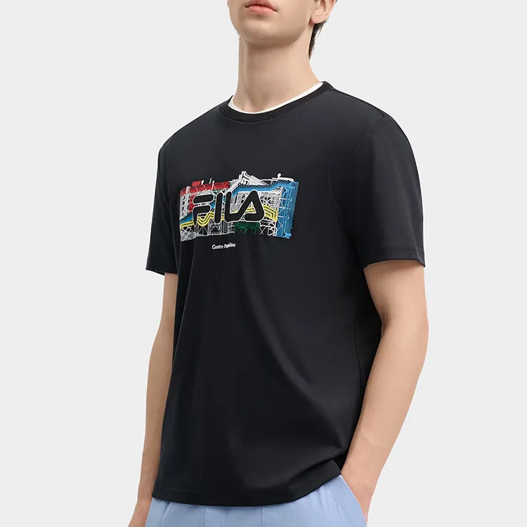 FILA x PENGPIDUZHONGXIN LIANMINGKUAN T Shirt Men's Jet Black-4