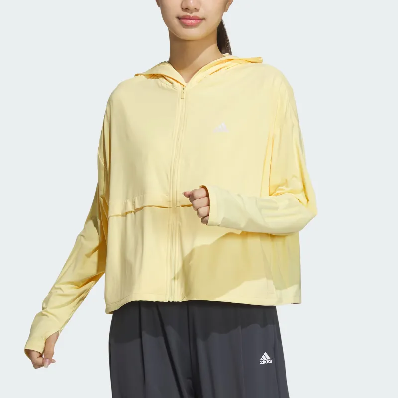 adidas Women'ss Minimalist Logo Hooded Jacket Yellow-1