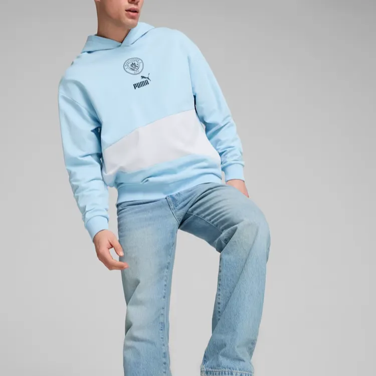 PUMA Manchester City FtblCULTURE+ Hoodie Men Sweatshirt Men's Silver Blue-2