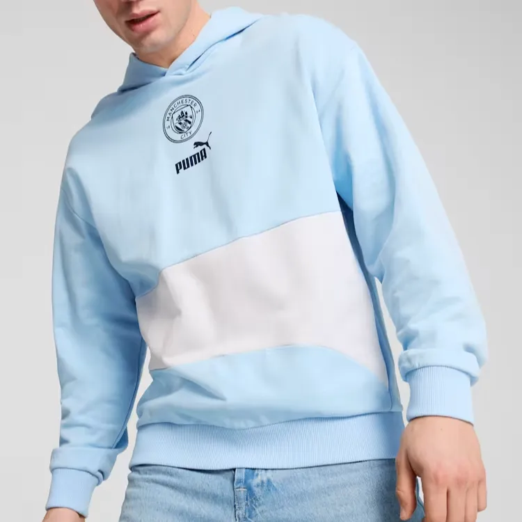 PUMA Manchester City FtblCULTURE+ Hoodie Men Sweatshirt Men's Silver Blue-3