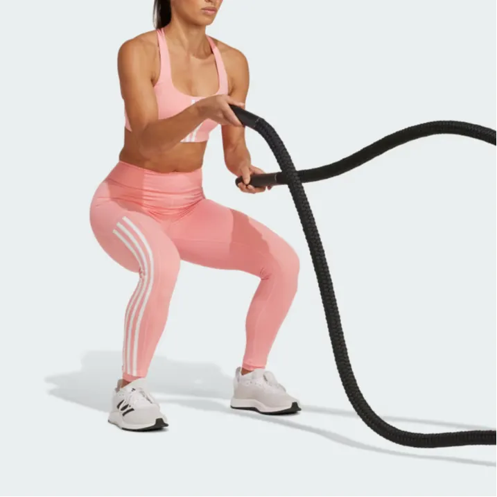 Adidas OPTIME 3 STRIPES FULL LENGTH LEGGINGS Athletic Trousers Women's Pink-2